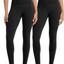 ODODOS Women's High Waist Workout Leggings 2-Pack Tummy Control Yoga Pants - 25" / 28" Inseam, ODLEX Fabric-Squat Proof, Medium