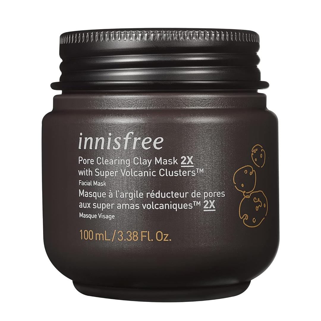 innisfree Super Volcanic Pore Clay Mask, Korean Pore Clearing Clay Mask with Volcanic Clusters and AHA 3.38 Oz