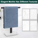Hand Towel Holder, T-Shape Hand Towel Stand for Bathroom, Hand Towel Rack Bar Standing for Vanity Kitchen Countertop, 304 Stainless Steel, Marble Base (Black)