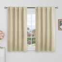 BGment Blackout Curtains 40 Inch Length for Small Window - 38 x 40 inch Curtains Rod Pocket and Back Tab Thermal Room Darkening Curtains for Kitchen/Cafe Room, 2 Window Panels, Beige