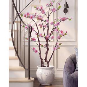 Jexine 1 Pcs 6ft Artificial Magnolia Tree Faux Magnolia Flower Tree with Pot Tall Faux Realistic Flower Plants Lifelike Plant for Indoor Outdoor Home Office Living Room Yard Patio Garden Decor (Pink)