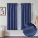 Lecloud Bessie Blue Curtains 63 Inch Length 2 Panels, Elegant Light Filtering & Privacy Drapes with Dual Rod Pocket, Breathable Faux Linen Textured Curtains for Bedroom Living Room, Each 40 W x 63 L