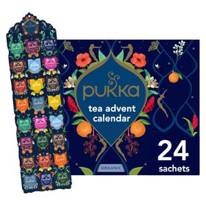 Pukka Christmas Tea Sampler, Selection of 24 Delightful Black & Green Tea Infusions, Advent Calendar Holiday Gift Set for Tea Lovers, 100% Organic