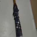 Classic Auto Open Umbrella with Real Wooden Hook Handle (Black Plaid)