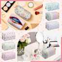 Qinyoung 12 Packs Quilted Makeup Bag Bulk Flower Theme Toiletry Cosmetic Pouch Aesthetic Makeup Organizer Travel Floral Emergency Bag with Zipper for Bridesmaid Gifts, Daily Use