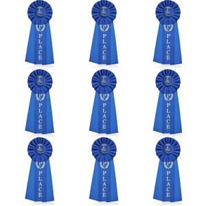 Lewtemi 1st Place Blue Ribbon Award Rosette Ribbon Grand Prize Ribbon Winner Victory Prize Deluxe Recognition Award for Classroom, Competition and Sports Events(9 Packs)