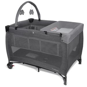 3 in 1 Pack and Play, Baby Bassinet, Changing Table - Portable Baby Playpen for Babies and Toddlers, Foldable Playard with Locking Wheels & Storage Diaper Basket (Grey)