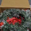 6 Pcs Christmas Small Cabinet Wreaths for Kitchen with Ribbon 8 Inches Mini Christmas Farmhouse Artificial Pine Cone Hanging Wreath for Front Door Window (Red)