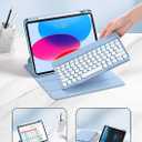 Keyboard Case for iPad 9th/8th /7th Gen Case with Keyboard 10.2inch, Rotating Magnetic Detachable Wireless Keyboard with Round Keycaps and Pencil Holder (B Style-Teal)