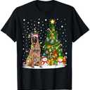 Lighting Xmas Tree Santa Belgian Malinois Dog Christmas Men Women Kids T-Shirt Extra Large, Black 