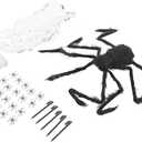 5M White Spider Web Cobweb and Spider Terror Decoration with 125CM Black Spider for Halloween Party Carnival Christmas Dress Up