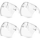 4 Pack Face Shield with Glasses, Face Mask Shield Anti-Fog Clear Ultra Clear Reusable Protective Plastic Face Shield Mask Droplet Splash Guard for Women Men Kids
