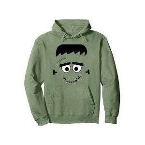 Halloween Costume Frankenstein Monster Cute Face Pullover Hoodie, Size XL