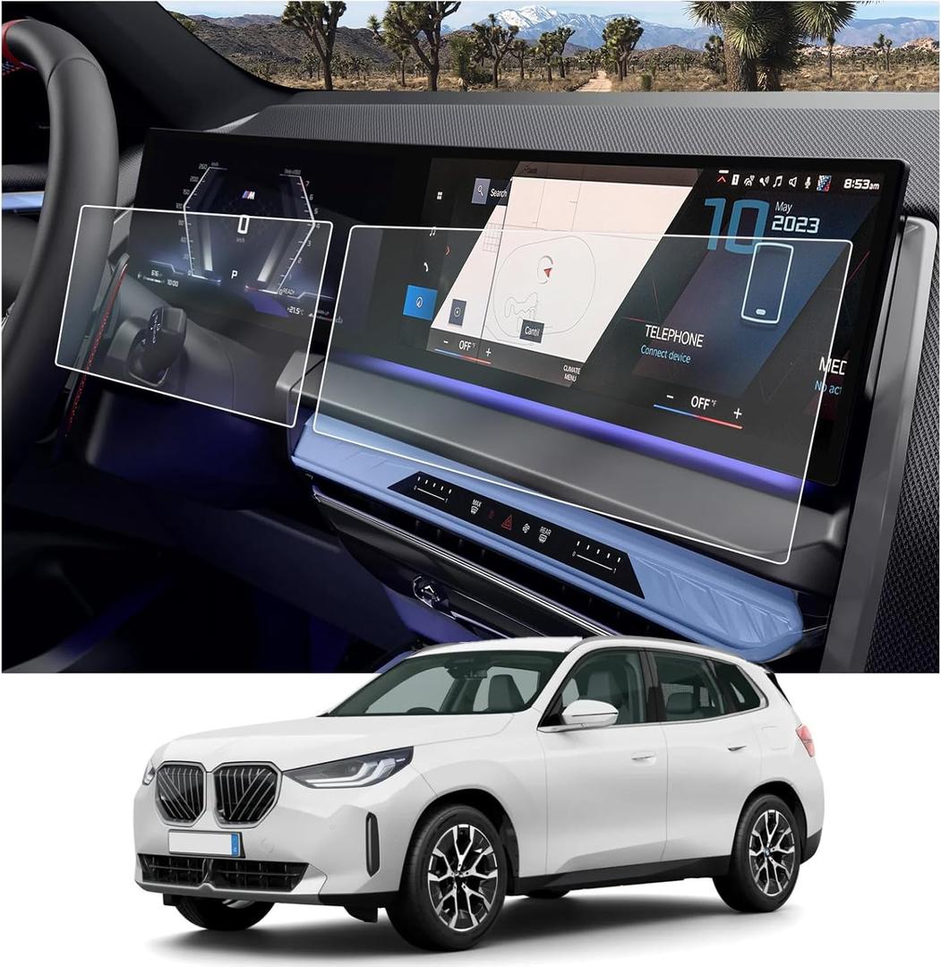 CDEFG 4Pcs for 2025 BMW X3 Screen Protector for 2025 BMW X3 xDrive30/ X3 M50 Accessories 2025 BMW X3 Nano Screen Cover (14.9" Navi & 12.9" Dash) HD Clear