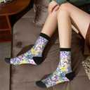 4 x Vintage Paisley Floral Funny Socks Novelty Crew Socks For Women Men