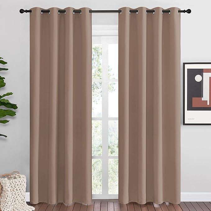 100% Blackout Shield Blackout Curtains for Bedroom 84 Inches Long, Back Tab/Rod Pocket Living Room Drapes, Thermal Insulated Blackout Curtains 2 Panels Set, 50" W x 84" L, Cream
