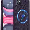 2 x Magnetic for iPhone 11 Phone Case-Compatible with MagSafe-Carbon Fiber Texture-Slim Military Grade Drop Protection Phone Case for iPhone 11 6.1",Purple