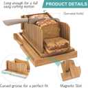 Bamboo Bread Slicer with Serrated Knife, Adjustable Guide for 3 Thickness Sizes, Foldable Chopping Board with Crumb Tray, Great for Homemade Bread, Cakes, Bagels