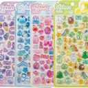 4 Sheet Bloom 3D Cute Puffy Stickers - Kawaii Resin Decorative Sticker Set for Kids, Girls, Adults, Japanese Cartoon Reusable Stickers for DIY Scrapbooks Planner Phone Case (Heart-Melting)