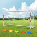 ORIENGEAR Soccer Goal, 12x6/10x6.5/8x6/6x4 Full Size Soccer Goals for Backyard, Soccer Net with Training Discs, Portable Soccer Goal for Kids and Adults with 1 Carry Bag, Porterias De Futbol