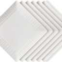Square Dinner Plates, Set of 6, 6 Inch White Ceramic, Embossed Crisscross, Safe for Dishwasher, Microwave and Oven