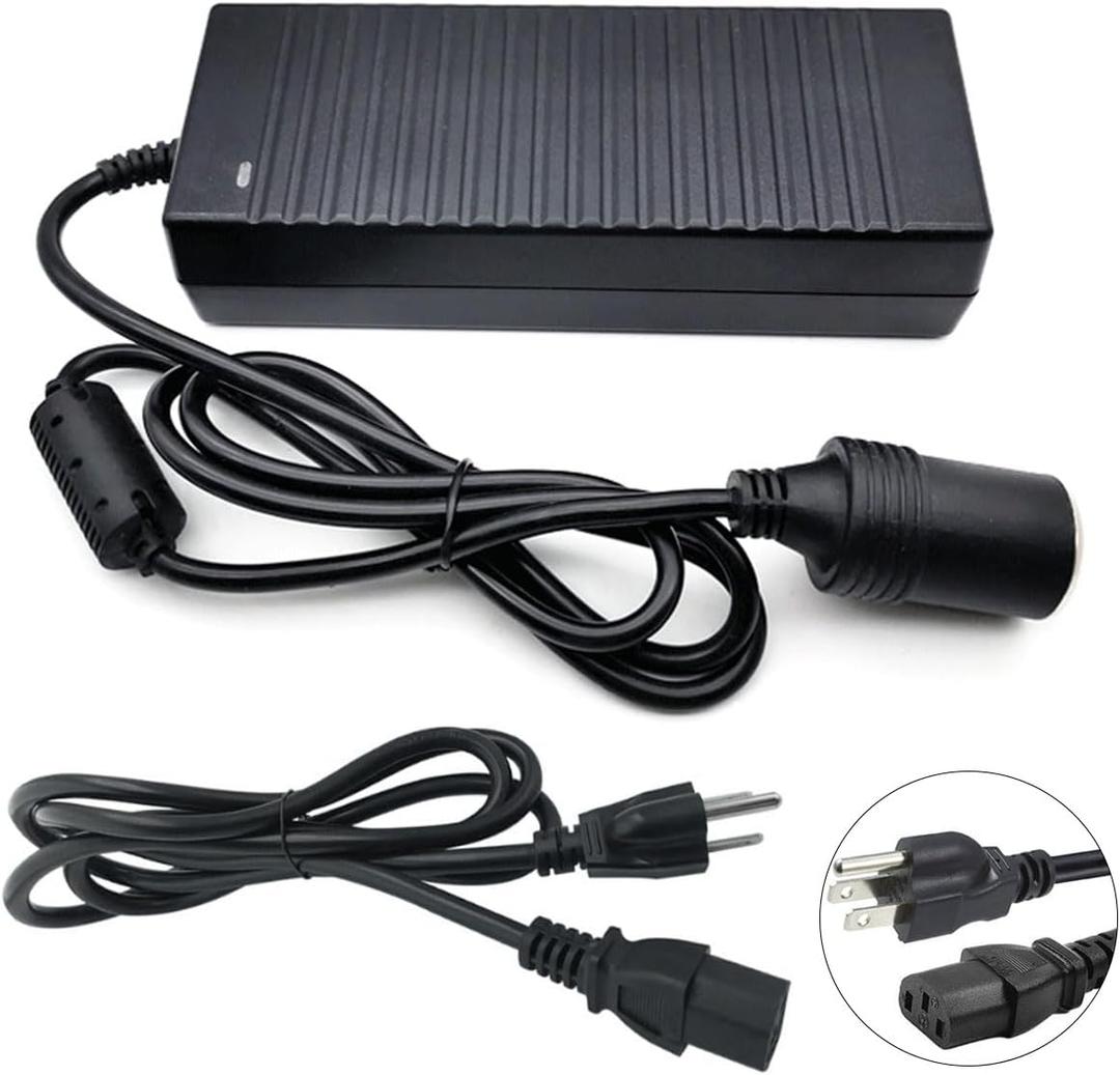 AC to DC Converter,120W 120V/110V to 12V/10A Cigarette Lighter Adapter,AC/DC Power Adapter for Car Refrigerator,Inflator, Car Vacuum Cleaner and Other Car Devices(3Pin)