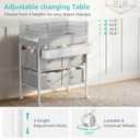 BOLUO Baby Changing Table with 4 Drawers, Waterproof Diaper Changing Station with Storage, Adjustable Height Baby Changing Station for Mobile Nursery Grey