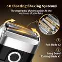 Electric Foil Shaver for Men: Mini Electric Razor for Face/Beard - 3 Floating Blades Cordless Razor with LED Display - IPX7 Waterproof Wet Dry Shaving for Travel & Home, USB Type C