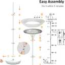 BoostArea Torchiere Floor Lamp, 24W Super Bright LED Standing Lamp, Stepless Dimmable Pole Lamp with 3000K Lighting, Glass Lampshade, 71Inch Tall Metal Modern Floor lamps for Living Room/Bedroom White