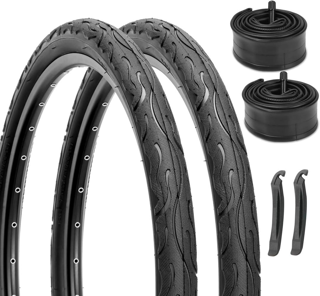 Hycline 26 Inch Bike Tires: 26x2.125 inch (57-559mm) Folding Replacement Wear-Resistant Beach Cruiser Bicycle Tires for Hybrid Road or Urban City Commuter Bike