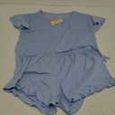 Ekouaer Womens Pajama Sets Shorts Ruffle Pajamas Set Soft Summer Pj Set 2 Piece Loungewear Short Sets (Medium, Clear Blue)