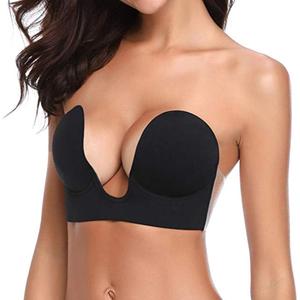 Plunge Strapless Bra Pushup Boobas Sticky Bra Lift DD Brafor Backless Dress (Black, XL)