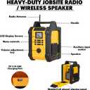 Jobsite Radio Speaker, Compatible with DeWalt 20V MAX Battery, IPX54 Waterproof Portable Wireless Stereo,Strong Signal Reception, AM/FM, TWS, 100ft Range, AC/DC Powered(Tool Only)