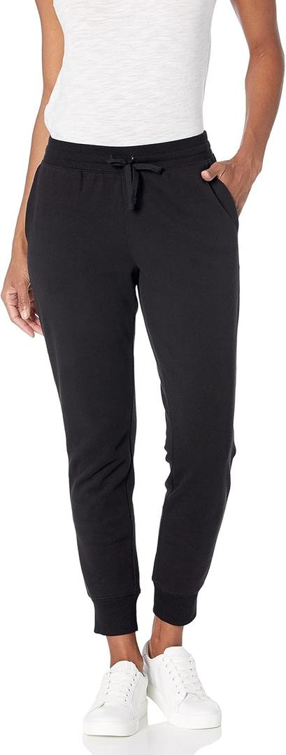 Amazon Essentials Women's Fleece Jogger Sweatpant (Large, Black)