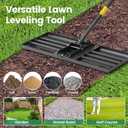 Lawn Leveling Rake - Heavy Duty 30" x 10" Lawn Leveler,Anti-Flip Edge, Adjustable 5FT Handle, Folding Plate for Yard, Soil, Sand, Topsoil Spreader - Garden Ground Top Dressing,Landscaping Tool