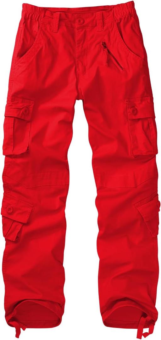 Women's Cargo Pants Quick Dry Casual Military Army Camo Combat Work Casual Pants with Pockets (Size 20, Red)
