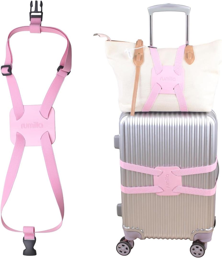 Luggage Bungee Strap for Suitcases - Add a Bag, Travel Bag Bungee Belt - Pink Luggage Strap (1PCS)