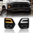 GearUp DRL Turn Signals for Chevy Colorado 2023-2025 Fog Lights Bezel White Daytime Running Lights Sequential Amber Turn Signals(Not Fit ZR2)