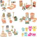 50 Pack Kids Little Dollhouse Furniture Set Toys House Big Dreams for Baby Children Girls Boys Age 3+,Miniature Accessories Educational Pretend Play Toys for Toddler