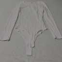 ANRABESS Women Long Sleeve Crew Neck Bodysuits Top 2025 Fall Slim Fit Ribbed Knit Soft Basic Tee Shirts (X-Small, White)