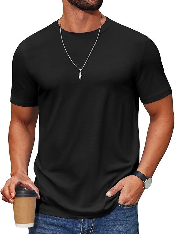 COOFANDY Men's T Shirt Short Sleeve Cotton Blend T-Shirts Crew Neck Casual Summer Basic Tee Shirts, Size Medium