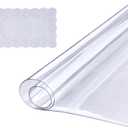 VEVOR Clear Table Cover Protector, 1.5mm Thick 36 x 72 in PVC Plastic Tablecloth, Waterproof & Oil Spill Proof, Customizable Rectangle Table Cover for Writing Desk, Coffee Table, Dining Room Table