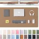 YSAGi Leather Desk Protector, Office Mat, Large Mouse Mat, Non-Slip PU Leather Blotter, Laptop Desk Pad, Waterproof Writing Pad for Office and Home (Khaki, 47.2" x 23.6")