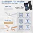 BYKISTOK 52In Flush Mount Ceiling Fans with Lights - White Low ProfileCeiling Fan with Remote/APP, Reversible, 3CCT Dimmable, Modern Fan Light for Indoor Living Room, Outdoor Covered Patios