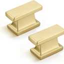 Probrico 20 Pack Brushed Gold Cabinet Knobs and Pulls, 1.5 Inch (38mm) Rectangle Single Hole Drawer Handles for Kitchen, Bathroom, Dresser Cabinets