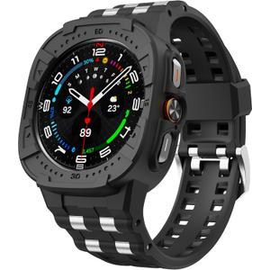 T-ENGINE Watch Band Compatible with Samsung Galaxy Watch 7 Ultra 47mm Band with Case,Rugged Galaxy Watch Ultra Band with Protective Case (Black)