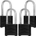 SEPOX 4PCS Large Combination Padlock, Long Shackle Outdoor Combo Lock 2.2" 55mm Heavy Duty Weatherproof, Ressetable 4Digital, Security Aluminum Body,Uncuttable Shackle, for Home, School, Gate, Garden