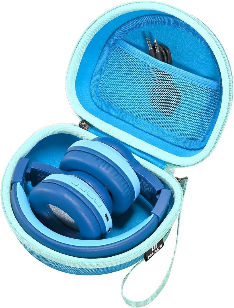 RAIACE Hard Travel Storage Case Compatible with iClever BTH12 / BTH26 / IMYB/JoySpark-T5 / Candy Bila BH03 Headphones, Protective Carrying Bag. (case only) - Light Blue