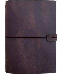 Refillable Leather Travelers Notebook -A5 Travel Journal with Lined Insert, 8.5 x 5.5 Inches, Dark Brown
