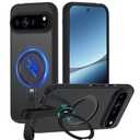 Mondelete for Google Pixel 10 Case/Pixel 10 Pro Case with 360 Spin Magnetic Stand-Finger Strap, [Fit for MagSafe][16FT Mil-Grade Protection] Ring Holder Kickstand Translucent Matte Phone Case (Black)